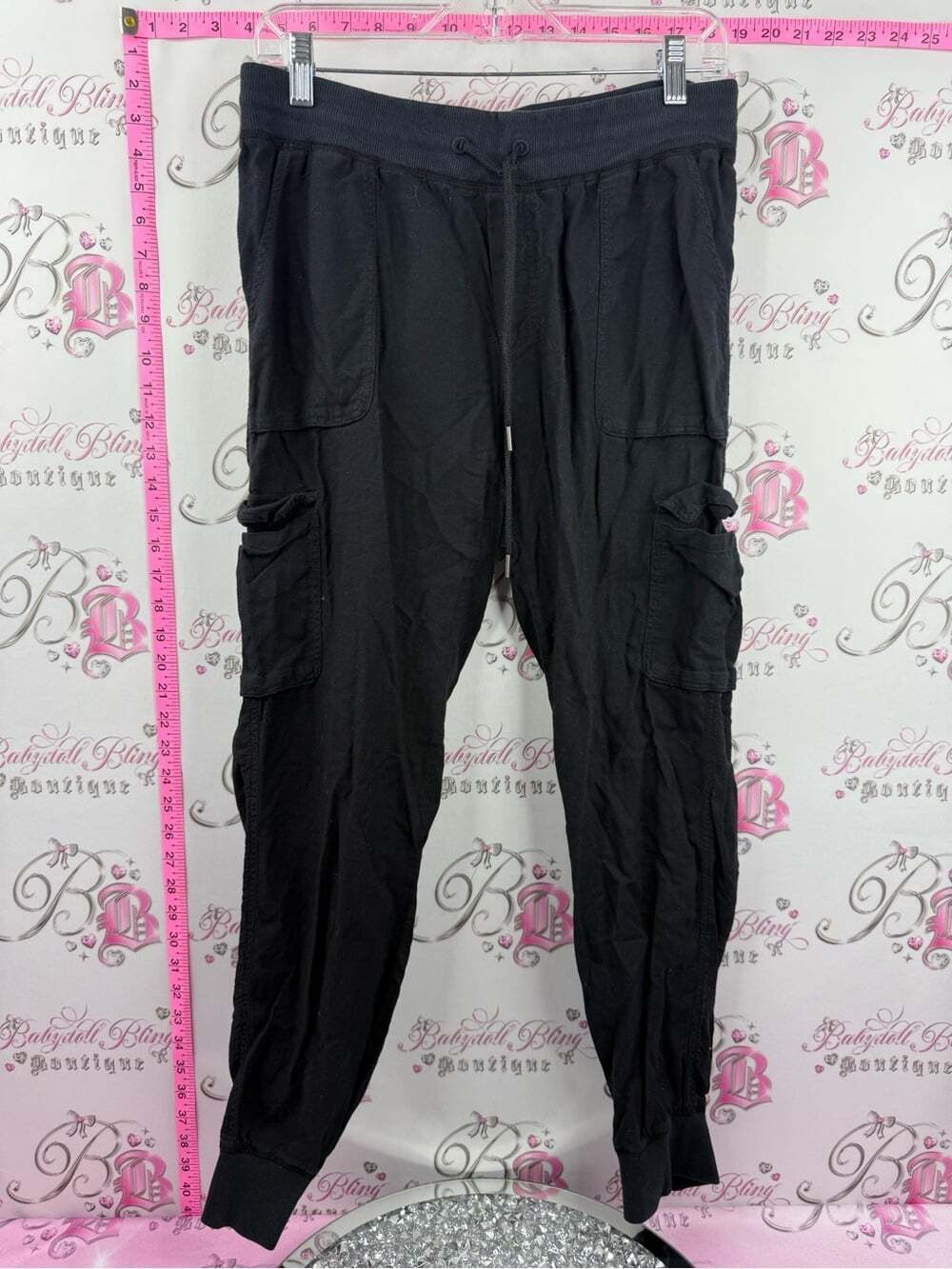 Community aritzia pants Women's Black Cargo Jogger Pants with Drawstring Waist
